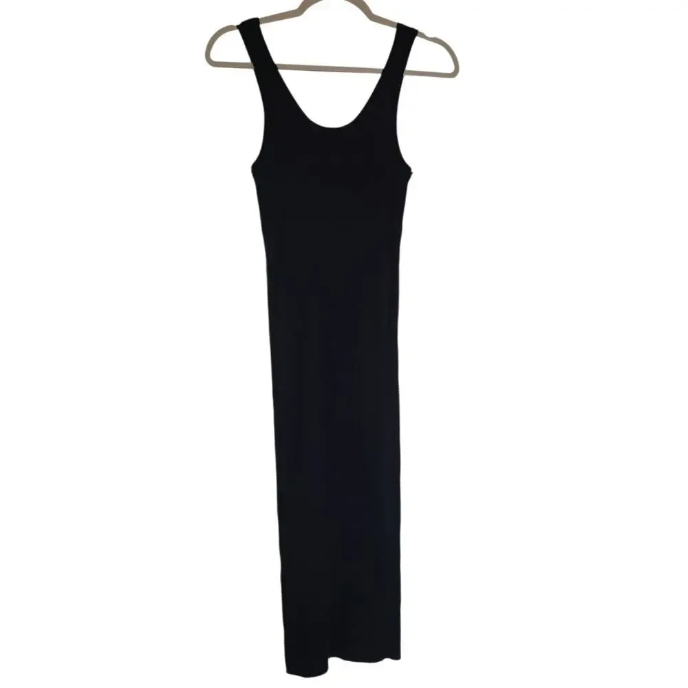 Alexander Wang Scoop Neck Ribbed Midi Dress Size Small Black - Picture 6 of 7